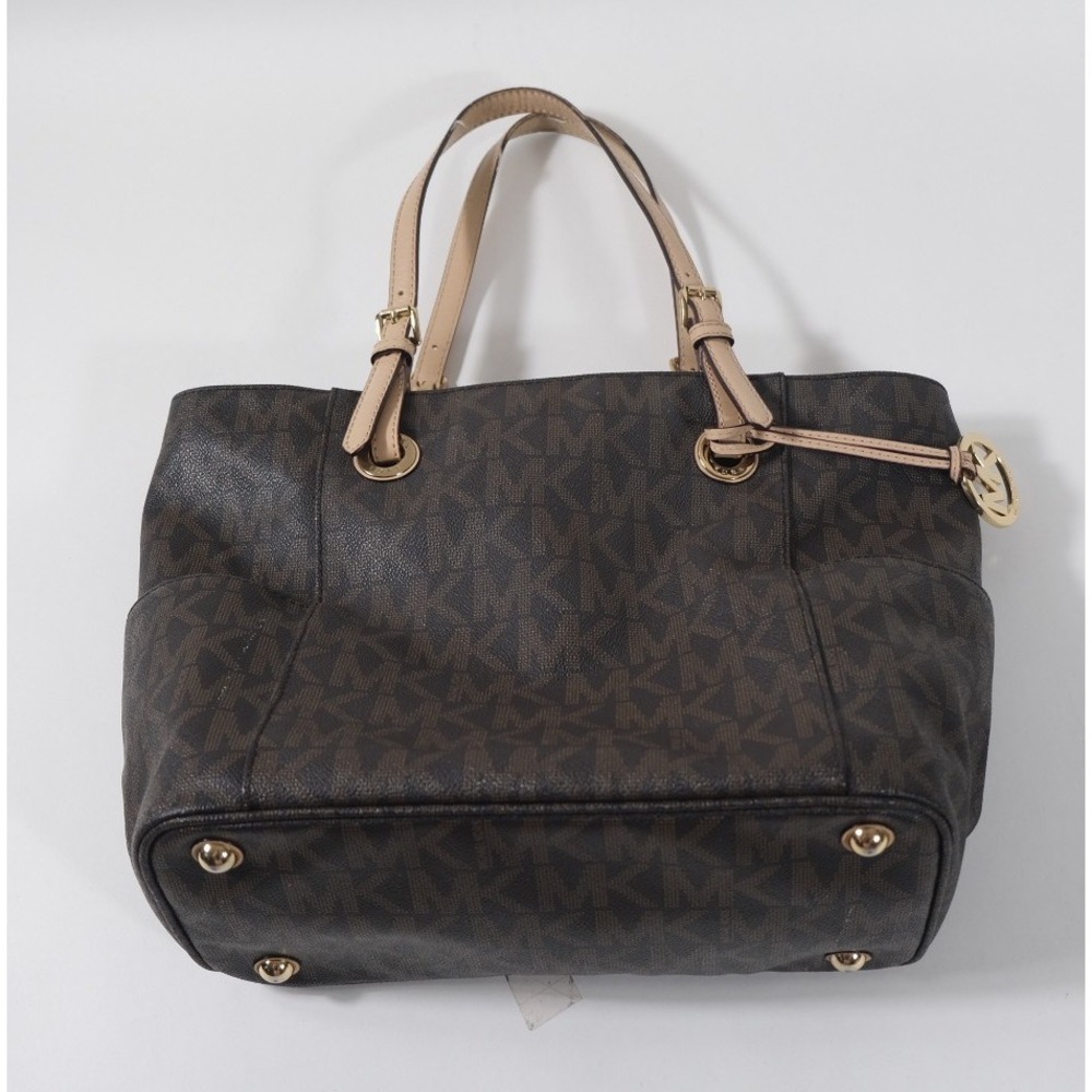 Michael Kors Tote Womens Brown Signature Monogram Jet Set Bag